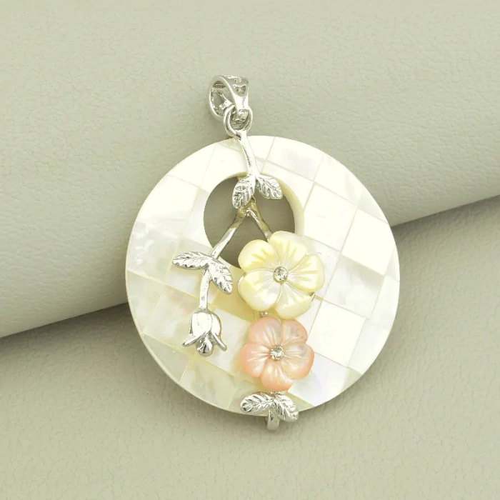 🏷️️ Кулон квіти перламутр 50x40мм. ss_103192