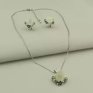 Підвіска+Серьги 'Abella' Котяче око 46 см.