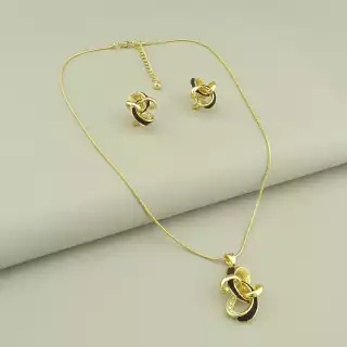 Підвіска+Сережки Фіаніт, Емаль 46 см.