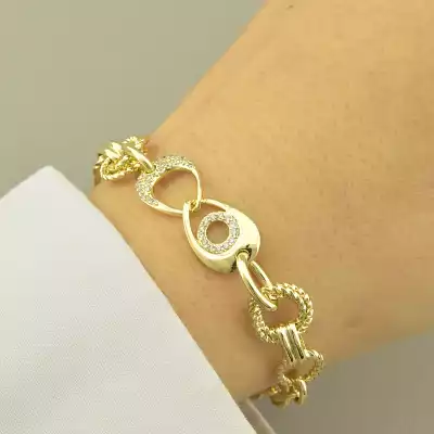 🏷️️ Браслет з карабіном Xuping Фіаніт 18 см. (позолота 18к лимонна) F-103814