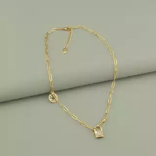 Підвіска замочок Xuping Фіаніт 42 см (позолота 18к)