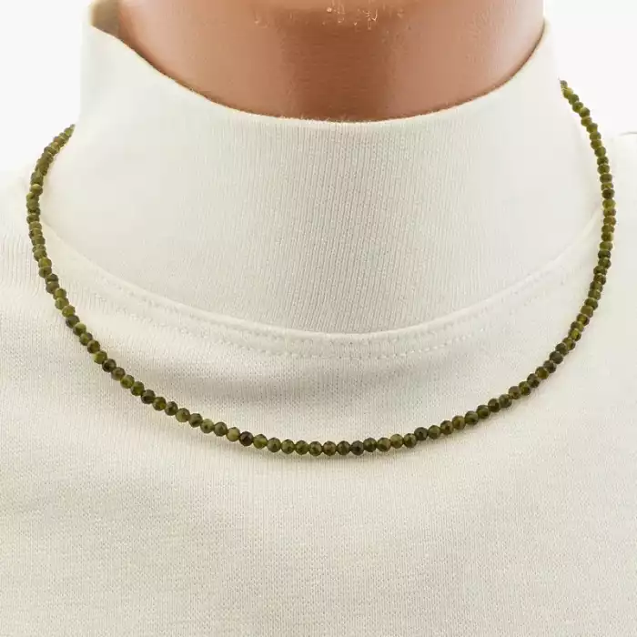 🏷️️ Підвіска Обсидіан (42 см, карабін, грань, сірий, срібний) ss_104958