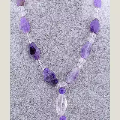 🏷️️ Намисто Гірський кришталь, Аметист 53 см F-58383