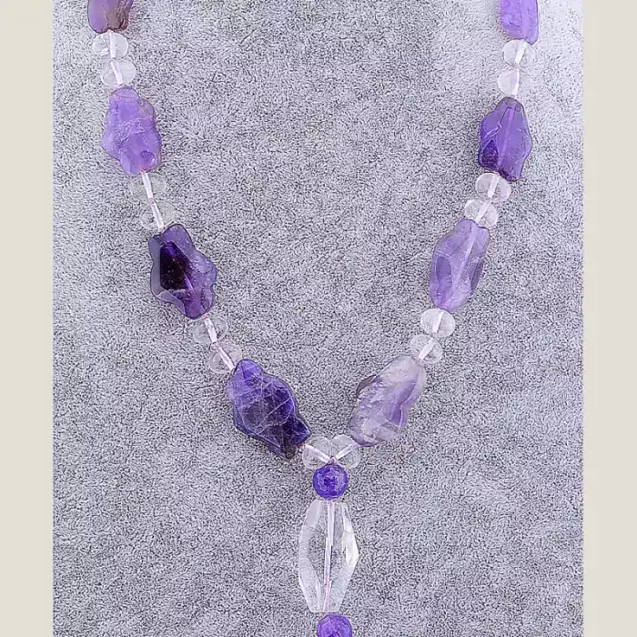 🏷️️ Намисто Гірський кришталь, Аметист 53 см ss_58383