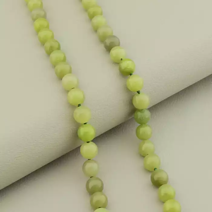 🏷️️ Намисто нефрит (42 см, карабін, сталь, 8,5 мм, зелений, срібний) ss_105161