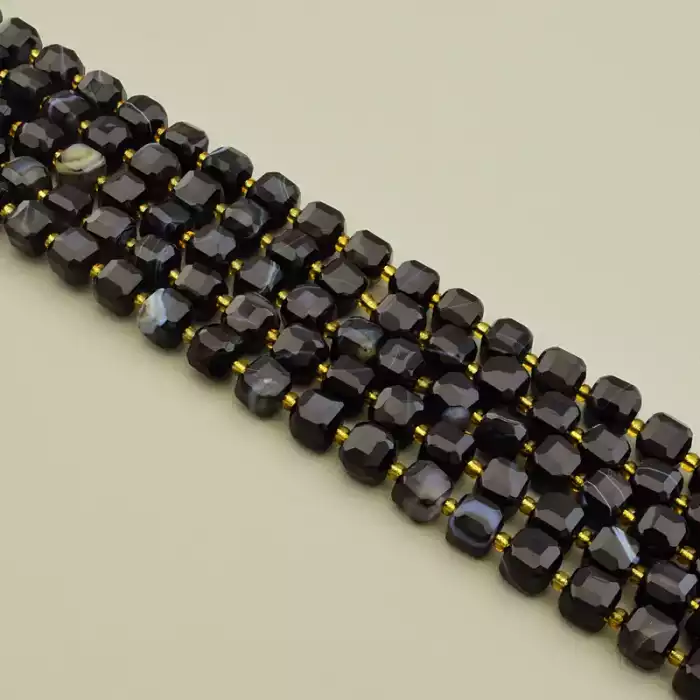 🏷️️ Намистини Агат, Бісер 40 см (без застібки) F-106081