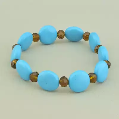 🏷️️ Браслет резинка Бірюза, Чеський кришталь 19 см. F-98576