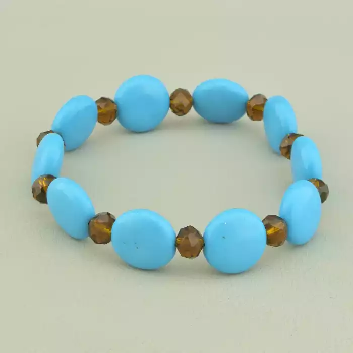 🏷️️ Браслет резинка Бірюза, Чеський кришталь 19 см. ss_98576