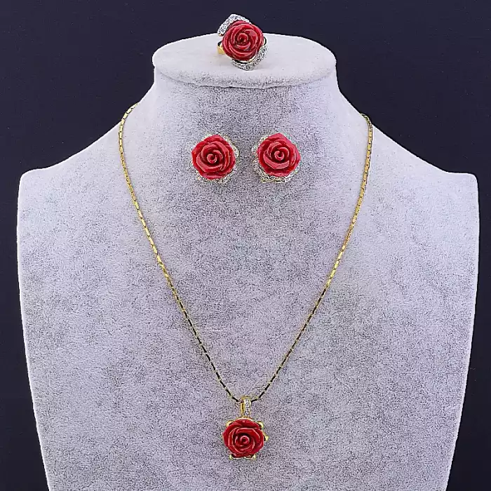 🏷️️ Підвіска + Сережки + Каблучка Abella Сrystal, полімерна глина 46 см ss_82028