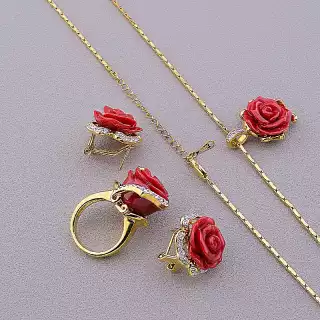 Підвіска + Сережки + Каблучка Abella Сrystal, полімерна глина 46 см