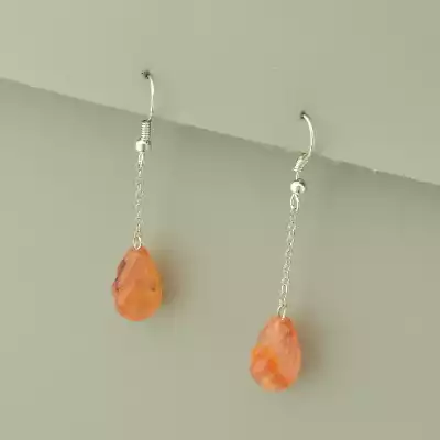 🏷️️ Сережки висюльки петля Сердолік F-99380