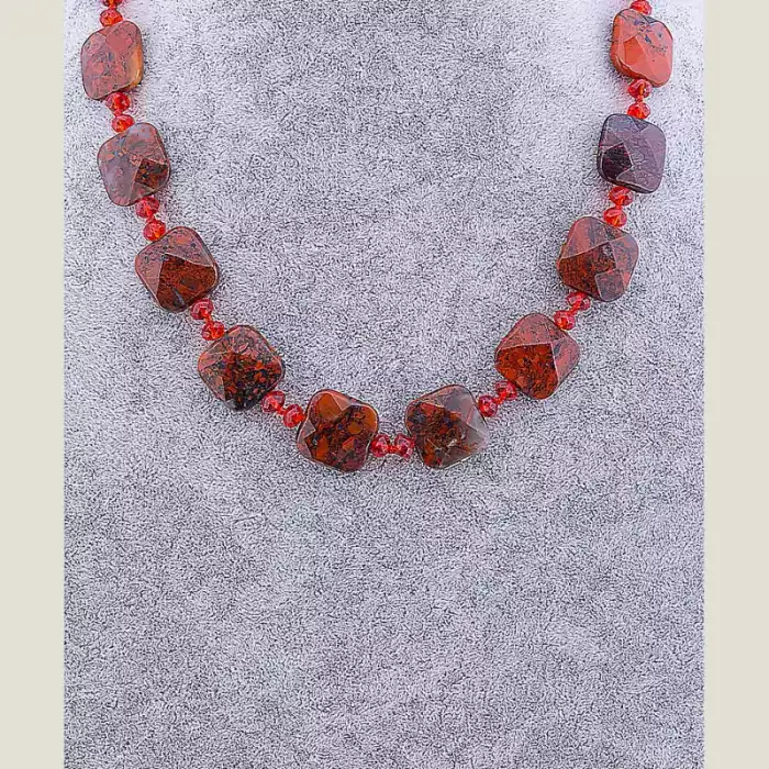 🏷️️ Намисто Яшма, Чеський кришталь 50 см ss_72327