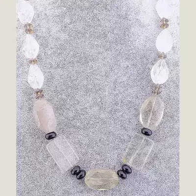 🏷️️ Намисто Раухтопаз, Гірський кришталь 60 см F-73335