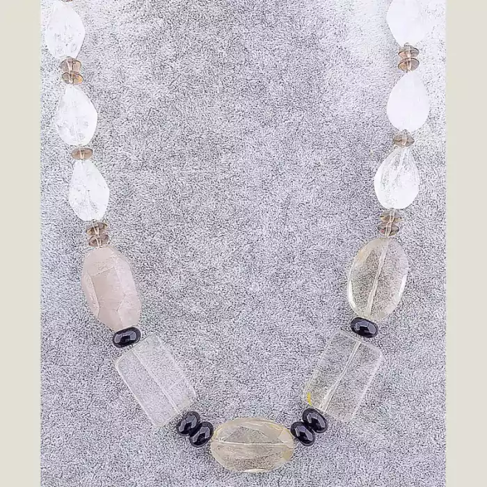 🏷️️ Намисто Раухтопаз, Гірський кришталь 60 см ss_73335