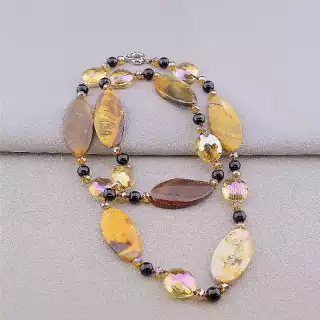 Намисто Агат, Чеський кришталь 100 см