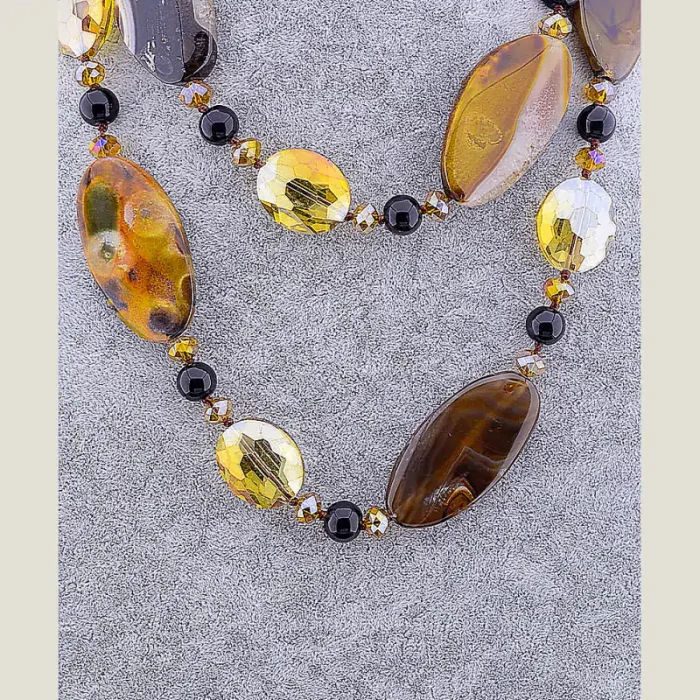 🏷️️ Намисто Агат, Чеський кришталь 100 см ss_74335