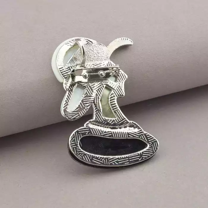 🏷️️ Брошка-кулон жінка в капелюсі Перламутр 55x37 мм ss_74669