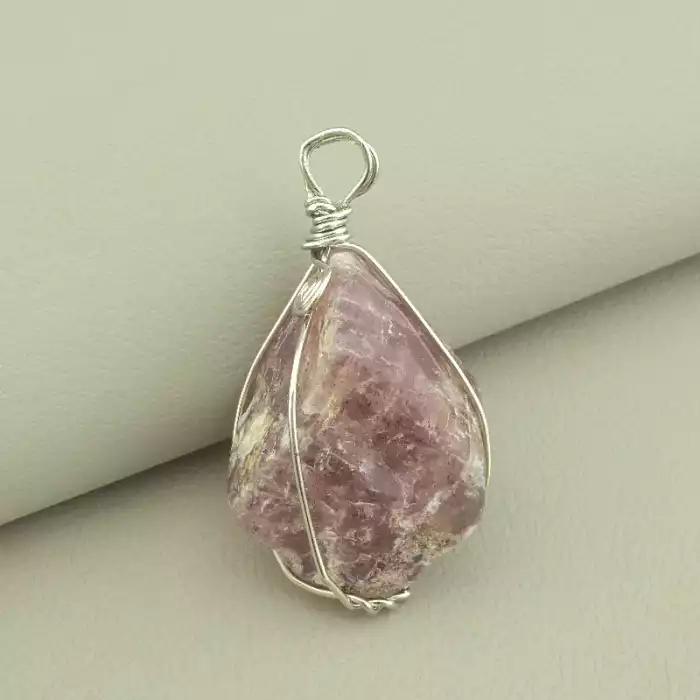 🏷️️ Кулон Полуничний кварц у дроті 45х35мм. ss_103087