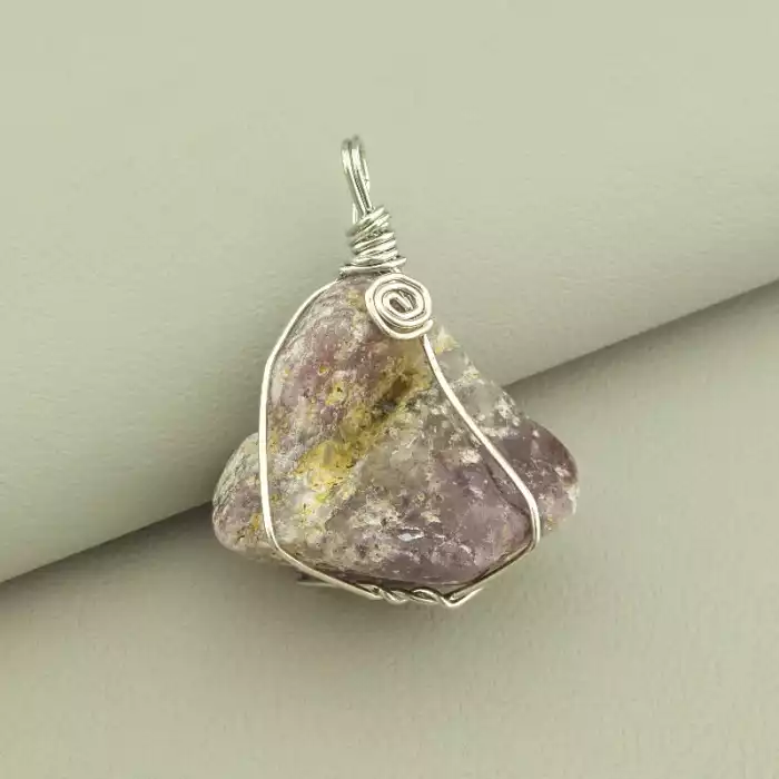 🏷️️ Кулон Полуничний кварц у дроті 45х35мм. ss_103087