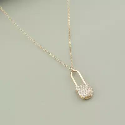 🏷️️ Підвіска замок Saiya Фіаніт 41 см (позолота 18к рожева) F-96283