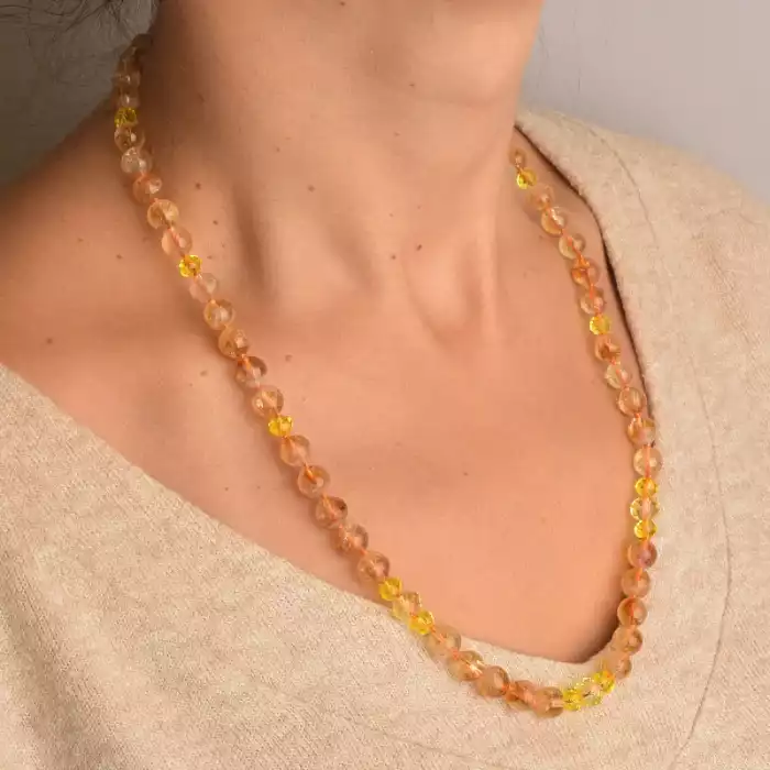 🏷️️ Намисто Цитрин, Чеський кришталь 52 см. (срібло 925 проба) ss_89146