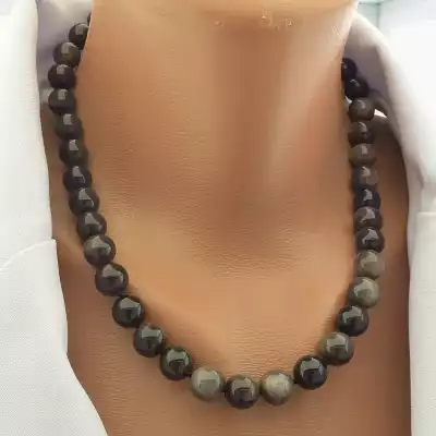 🏷️️ Намисто Обсидіан 44 см. F-104350