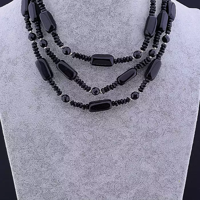 🏷️️ Намисто Агат, Чеський кришталь, полімерна глина 45 см ss_79752