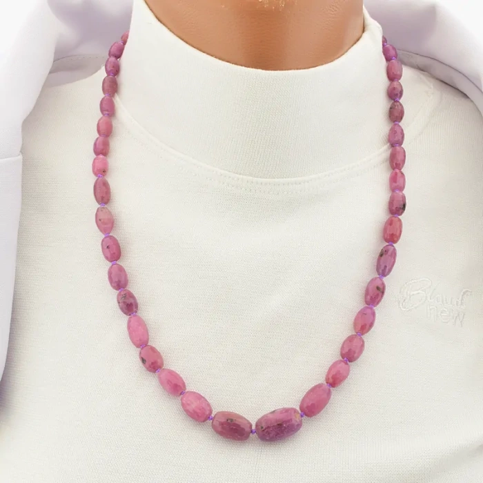 🏷️️ Намисто з рубіном рожеве, 54 см (срібло 925 проба) ss_104559