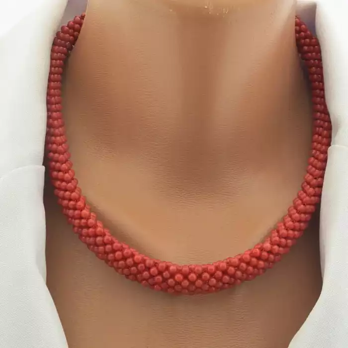 🏷️️ Намисто з коралів (45 см, позолота 18к, мідний сплав, 15 мм, червоний, жовтий) ss_105165