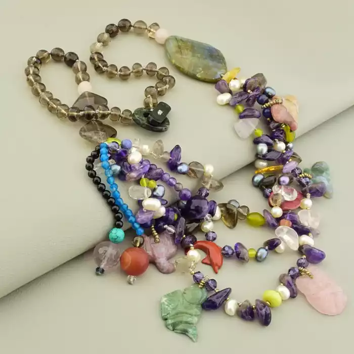 🏷️️ Намисто петля Самоцвіти 65 см ss_105473