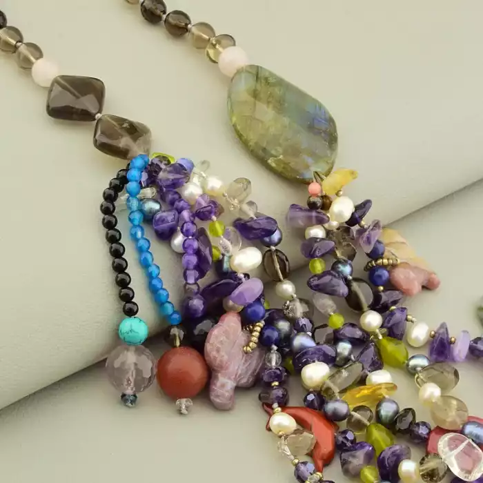 🏷️️ Намисто петля Самоцвіти 65 см ss_105473