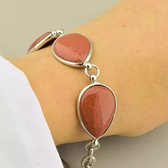 🏷️️ Браслет на карабіні Золотий Пісок 19 см F-105577