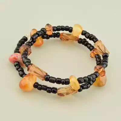 Браслет Сердолік, Чеський кришталь, Бісер 17 см