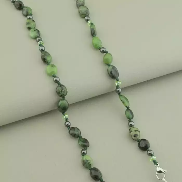 🏷️️ Намисто Цоїзит, Гематит 68 см. ss_98477