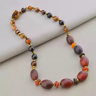 Намисто Сердолік, Агат, Чеський кришталь 56 см.