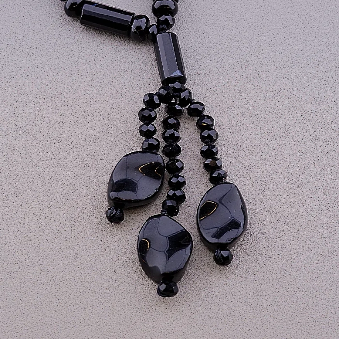 🏷️️ Намисто Агат, Чеський кришталь 71 см ss_82890