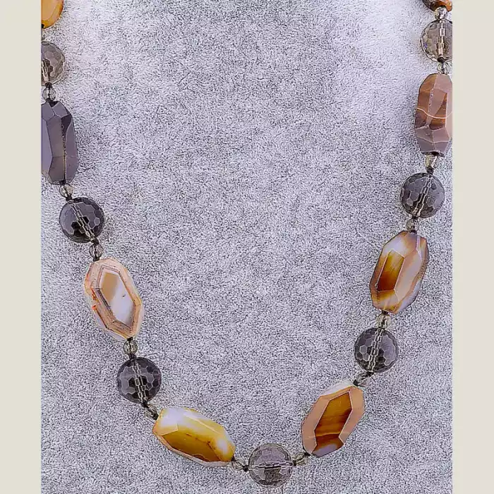 🏷️️ Намисто Агат, Раухтопаз 80 см ss_74562