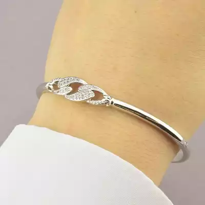 🏷️️ Браслет шарнірний Xuping Фіаніт 17 см (родій) F-75246