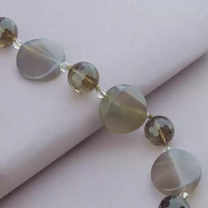 🏷️️ Намисто Агат, Раухтопаз 81 см ss_75601