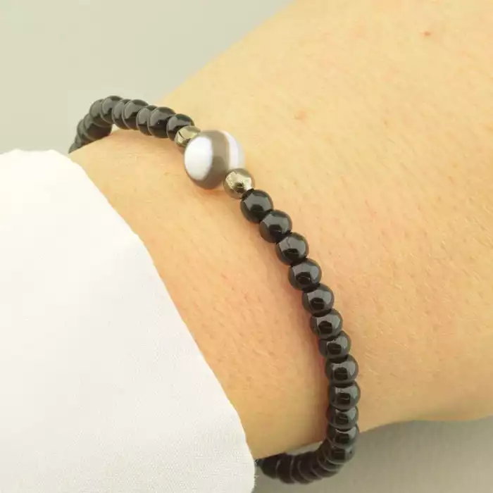 🏷️️ Браслет резинка Агат 18 см. ss_102262