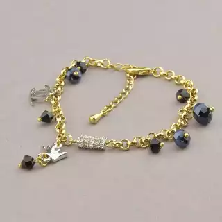 Браслет з карабіном Winniana Фіаніт 17 см. (позолота 18к)