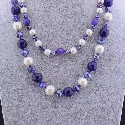 🏷️️ Намисто Агат, Майорка, Чеський кришталь 50 см F-78806