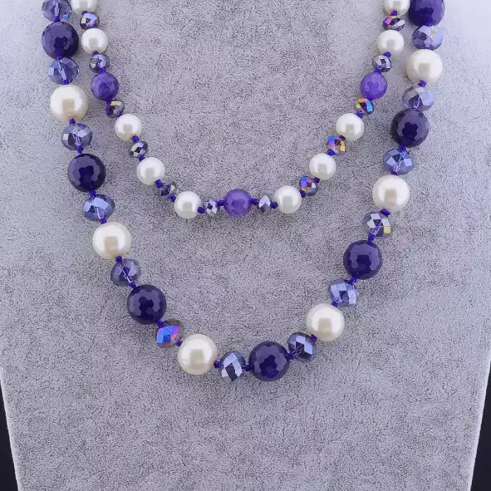 🏷️️ Намисто Агат, Майорка, Чеський кришталь 50 см ss_78806