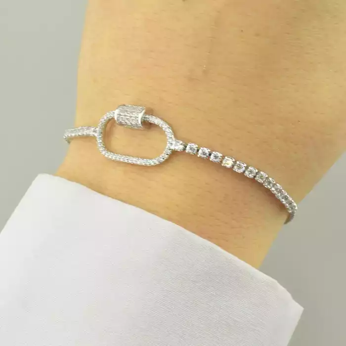 🏷️️ Браслет регульований Saiya Фіаніт 17 см. (родій) ss_96170