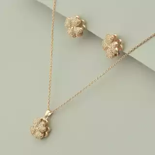 Підвіска + Сережки Saiya Фіаніт 40 см. (позолота 18к (рожева))