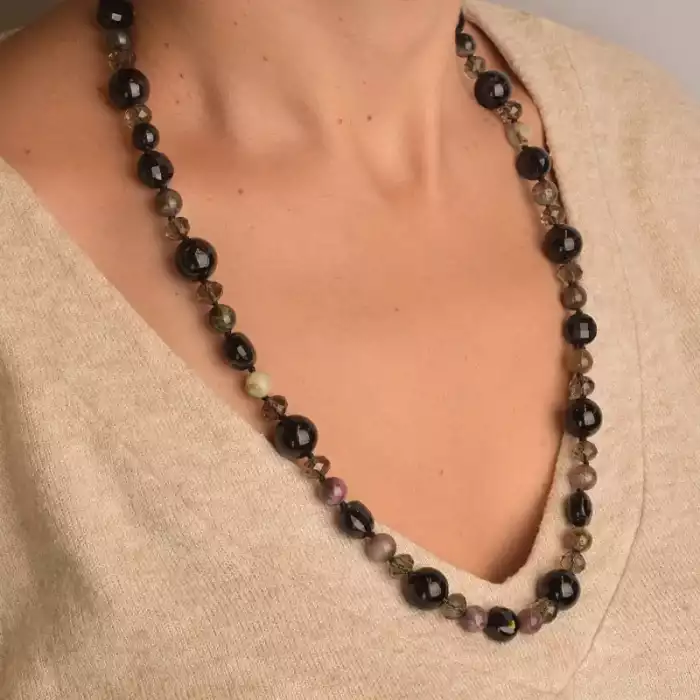 🏷️️ Намисто Турмалин, Чеський кришталь 60 см. ss_89147