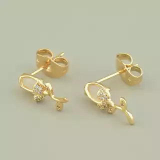 Сережки пусети Xuping Фіаніт (позолота 18к)