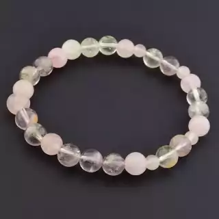 Браслет на резинці Аметист, Рожевий кварц 16 см