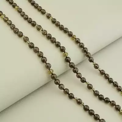 🏷️️ Намисто багатошарове Раухтопаз 45 см F-105878