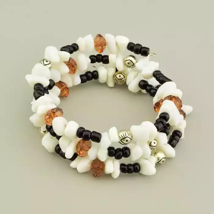 🏷️️ Браслет Бісер, Кахолонг, Чеський кришталь ss_105978